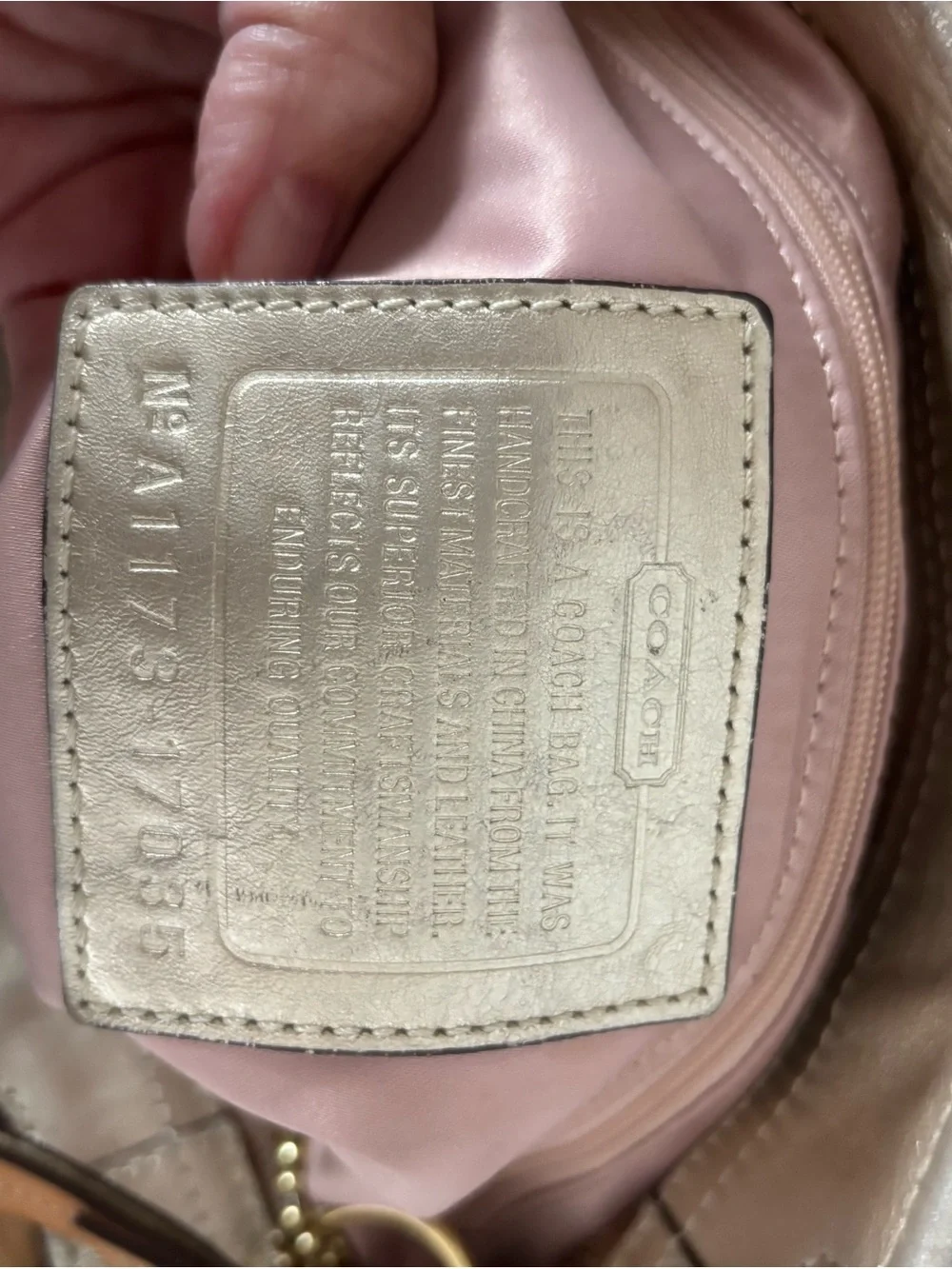 Coach Cream and Metallic Gold Signature Tote